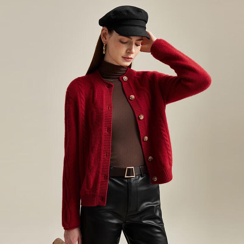 Zhaojun Women's Cable Knit Cashmere Cardigan