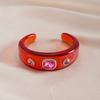 Smudging Irregular Wide Open Bracelet Bohemian Dopamine Hand Ring Acrylic Rhinestone Bangle  Women