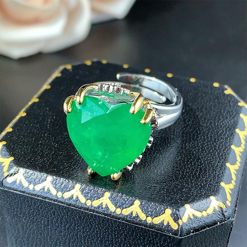 Осенние и зимние украшения, кольца, инкрустированные в форме сердца красочные сокровища, модная ретро-элитная легкая роскошная женская мода