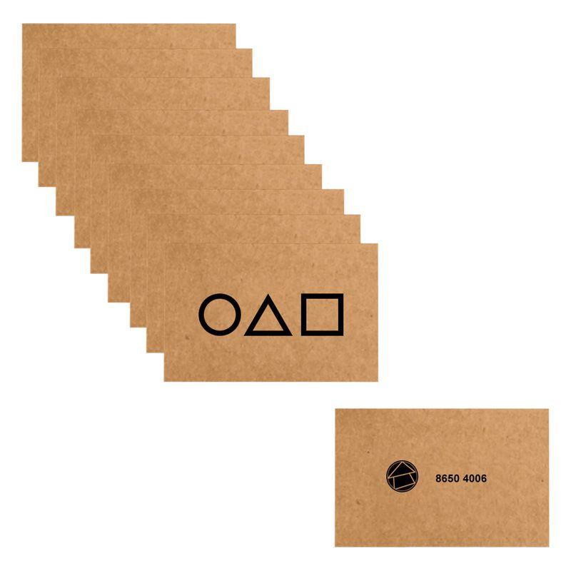 Мистический набор визиток с приглашением на игру в кальмара с иконками квадрат, треугольник, круг