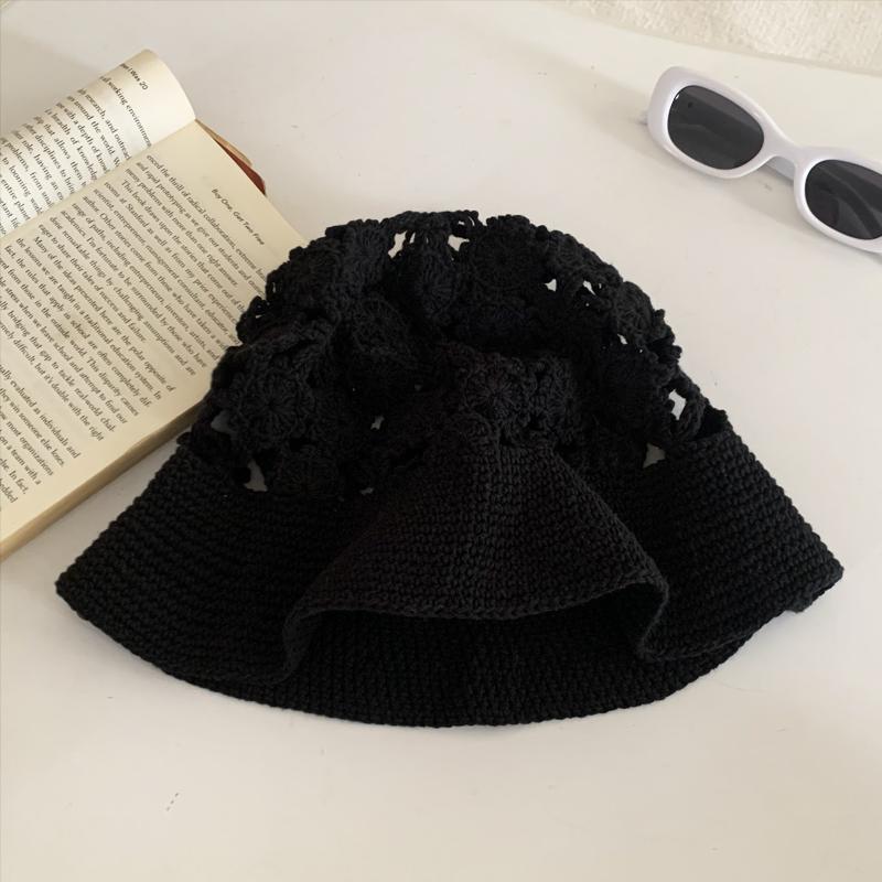 Японские вязаные крючком шапки-ведра ручной работы для женщин, летние, осенние, тонкие, дышащие, модные, универсальные, сладкие, вязаные шапки-ведра