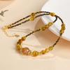 Ожерелья с энергией натуральных кристаллов - 4 стиля для богатства, любви, защиты - Желтый кристалл, Розовый кварц, Малахит, Тигровый глаз Подарок