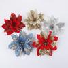 10Pcs/Set Christmas Artificial Flower Glitter Leaves Red Golden Silver-color Layered Xmas Tree Wreath Decoration Fake