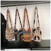 2025 Niche Designer Retro Leopard & Flower Cartoon Plush Messenger Bucket Bag