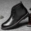 Мужская обувь Высококачественные круглые ботильоны Зимние ботинки для мужчин Роскошная деловая обувь на шнуровке Мотоциклетные ботинки из натуральной кожи