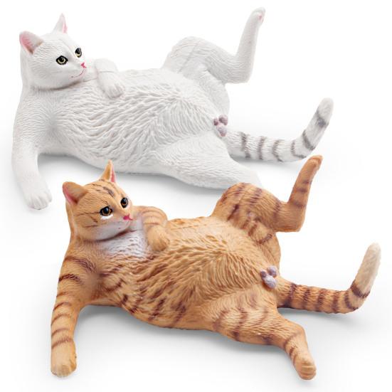 Simulated Lying Orange Cat Model PVC White Cat Figurine Statue Sculpture Decoration Ornament Kids Educational Animal Toy