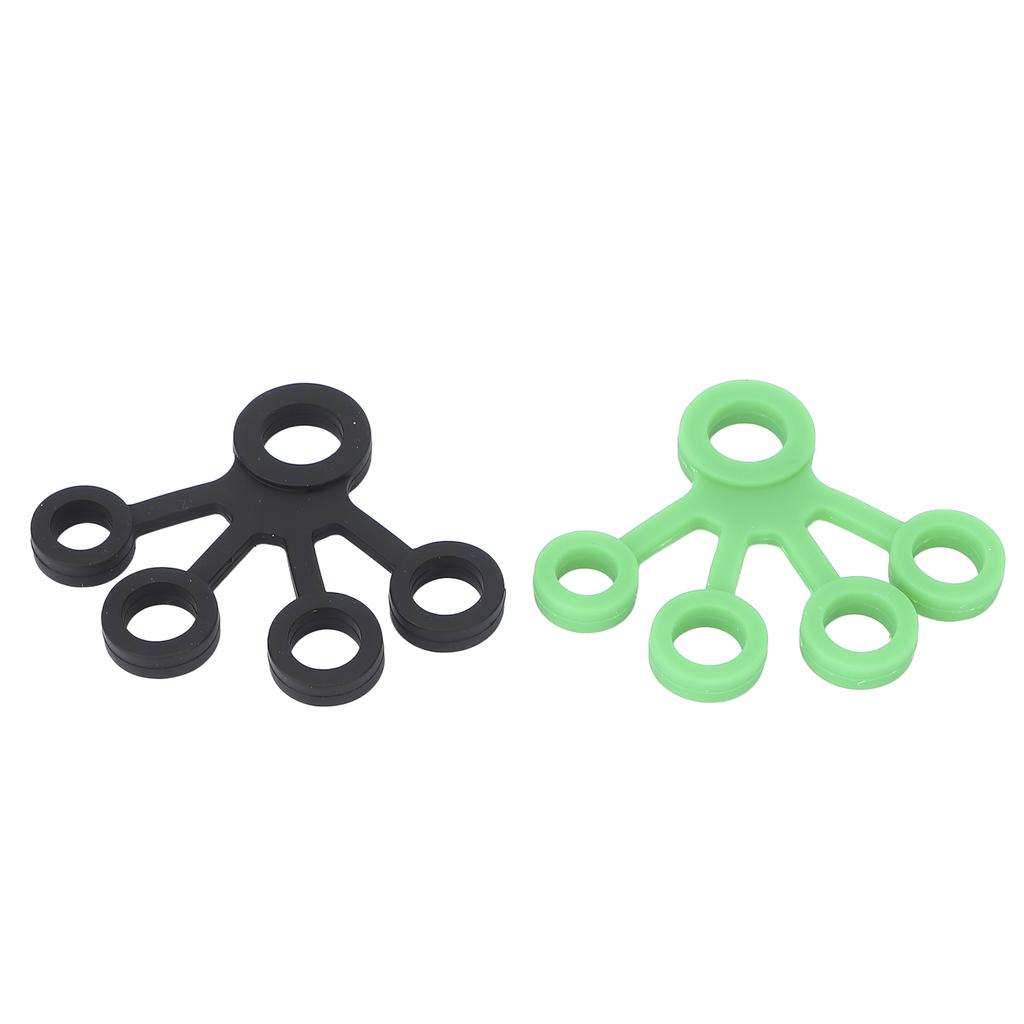 2pcs Silicone Finger Stretcher Portable Elastic Hand Resistance Bands Strengthener 11LB (Dark Green