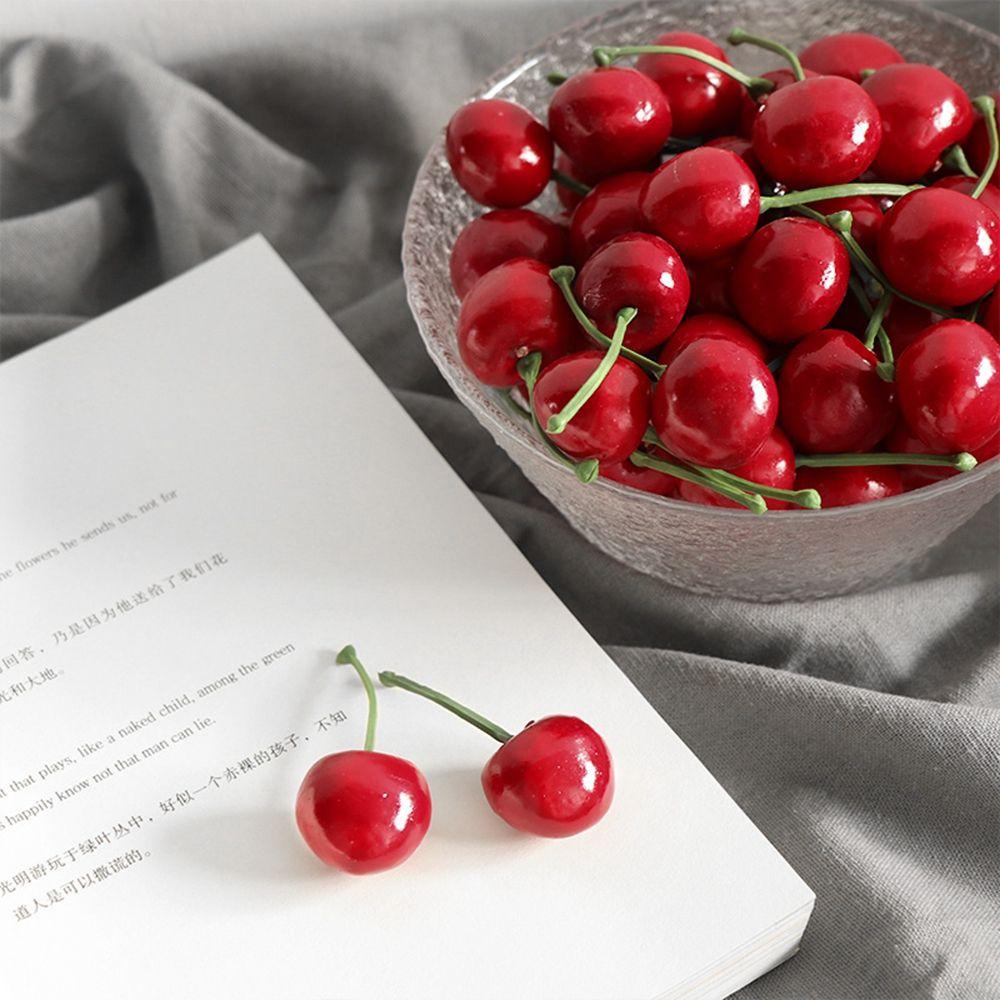 Decoration Mini Food Crafts Fruit Ornament Red Cherries Fruit Model Faux Cherry Artificial Cherries