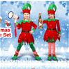 Beautiful Christmas Children's Christmas Elf Costume, Parent-Child Clothing Red Striped Hooded Dress Women's Clothing