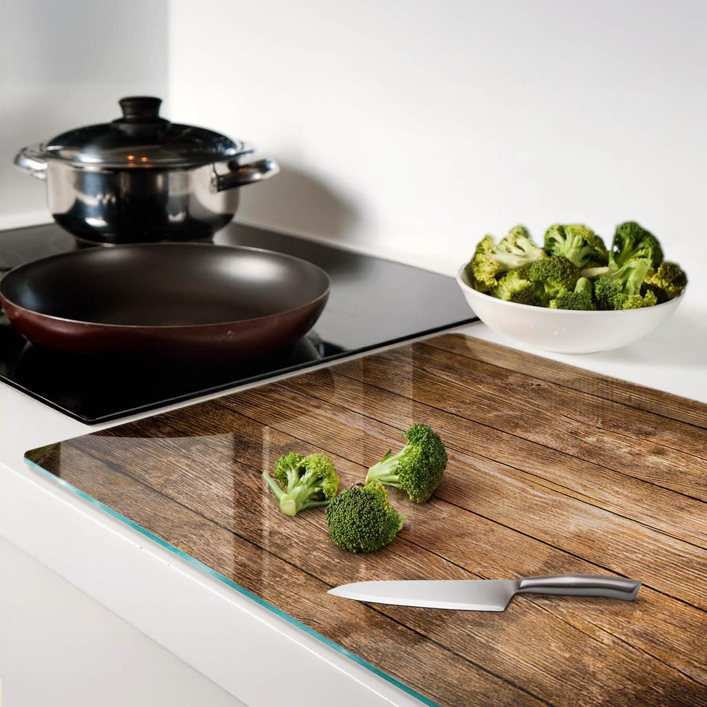 Kitchen Multifunctional Decorative Board Tempered Glass Wood 80x52 cm