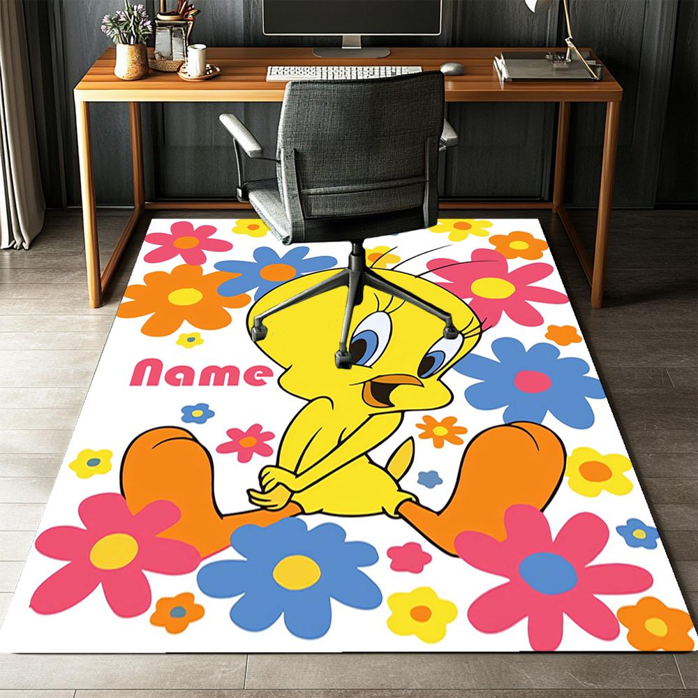 Custom Name Tweety Bird Printed Carpet,Rug for Office Chair Living Room Bedroom Kitchen Room Decor Gifts.