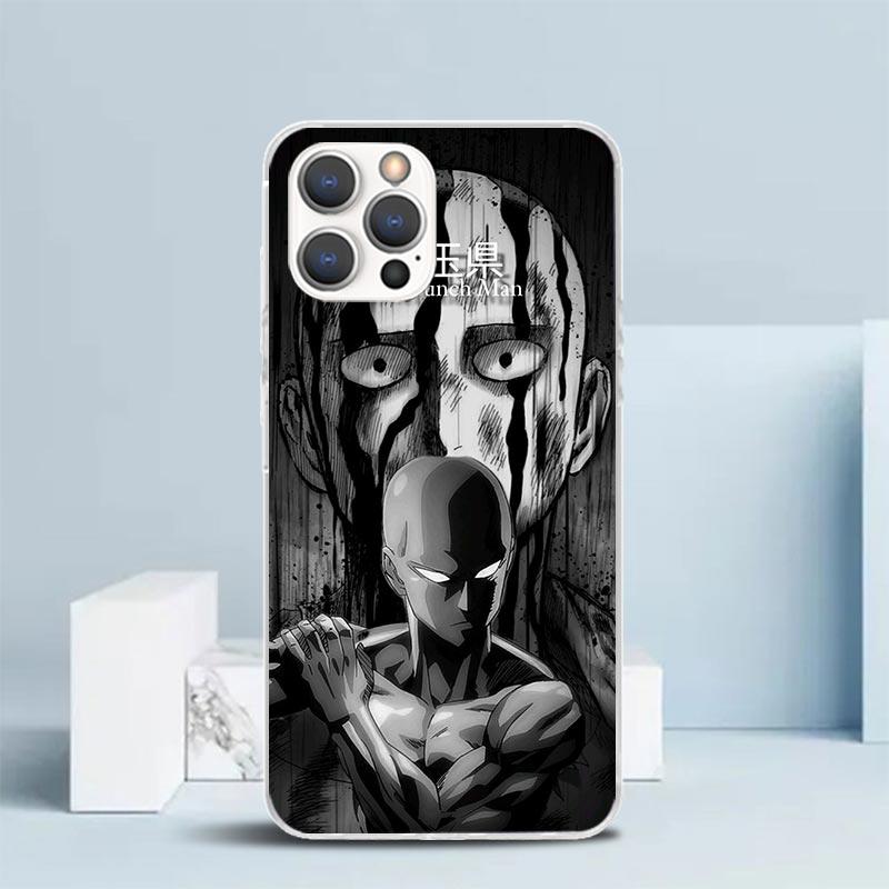 Мягкий чехол One P-Punch-Man Saitama King для iPhone 16 17 Air 15 14 Pro Max 16E Чехол для телефона 13 Mini 12 11 7 SE 8 С рисунком Подходящий