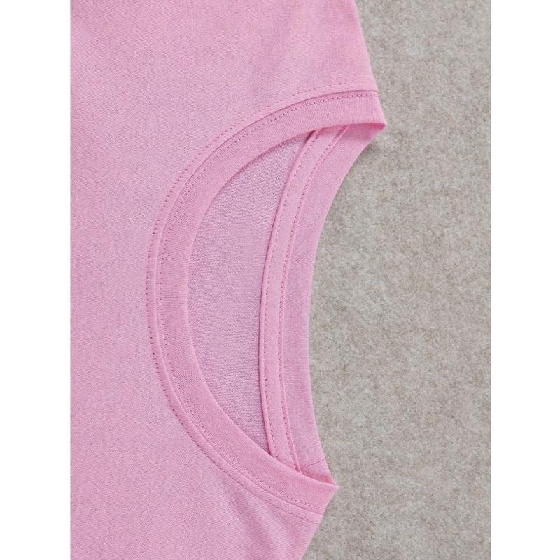 European sizes 1pc, Summer Casual Round Neck Short-Sleeved T-Shirt, Soft, Skin-Friendly, Fashionable And Versatile, Cute, Interesting,