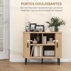 Buffet HOMCOM meuble de rangement avec portes coulissantes à lattes, armoire de cuisine avec pieds en acier, ton chêne