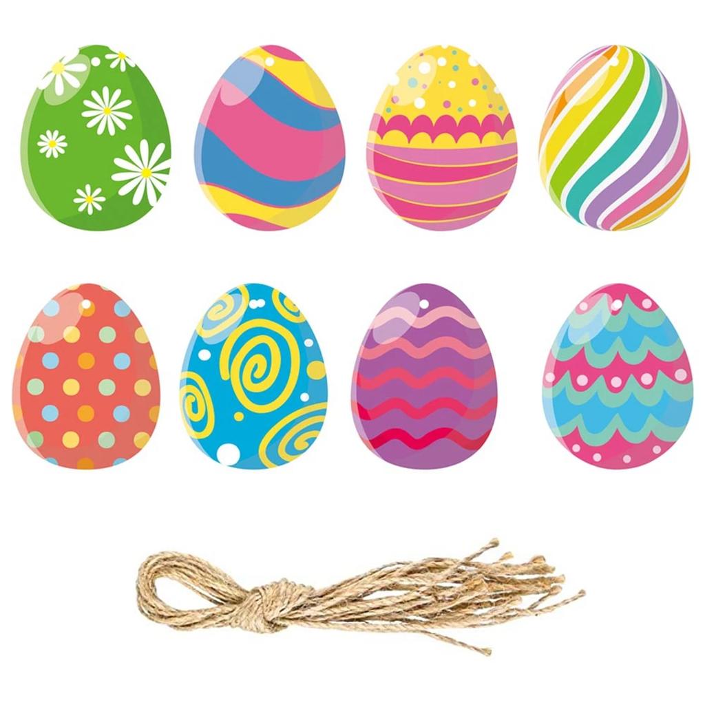 1 комплект, подвесные подвески в виде разноцветных яиц на Пасху, мультяшный кролик, пасхальный кролик, цыпленок, бирки, декор для счастливой пасхальной вечеринки на 2024 год