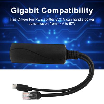 Гигабитный POE-сплиттер 5В 3А Type-C RJ45 Соответствует IEEE802.3af/at 10/100/1000 Мбит/с Адаптер сплиттера Power Over Ethernet