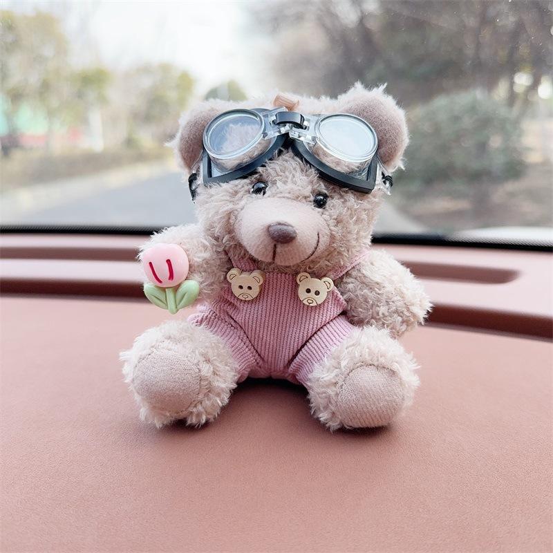 Cute Cartoon Bear Car Dashboard Decoration Plush Figurine Interior Ornament