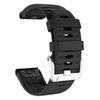 For Garmin Tactix 7 Pro/Fenix 7X/Fenix 6X Pro 26mm Watch Band Silicone Wrist Strap with Steel Silver Buckle