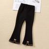 Girls' Winter and Spring Flared Pants Fleece Lined Cute Bell Bottom Trousers Korean Style Fashionable Warm Leggings for Baby Toddler Kids