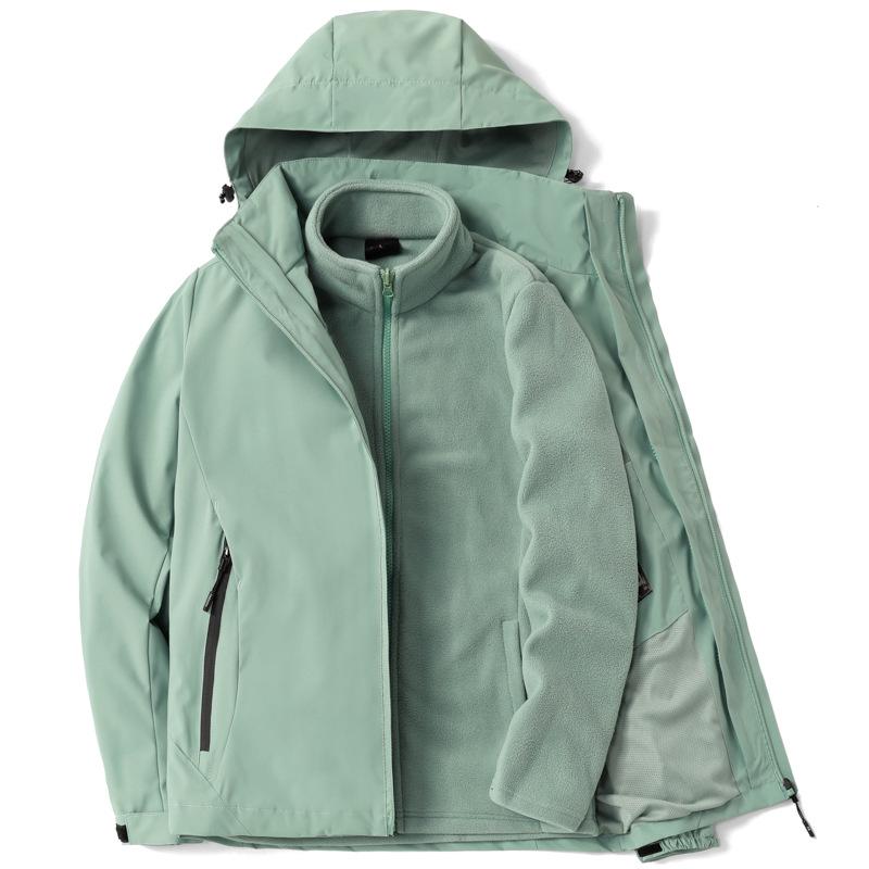 Couples' 3-in-1 Detachable Coat: Fleece-Lined, Windproof, Waterproof for Autumn/Winter Outdoor Adventures