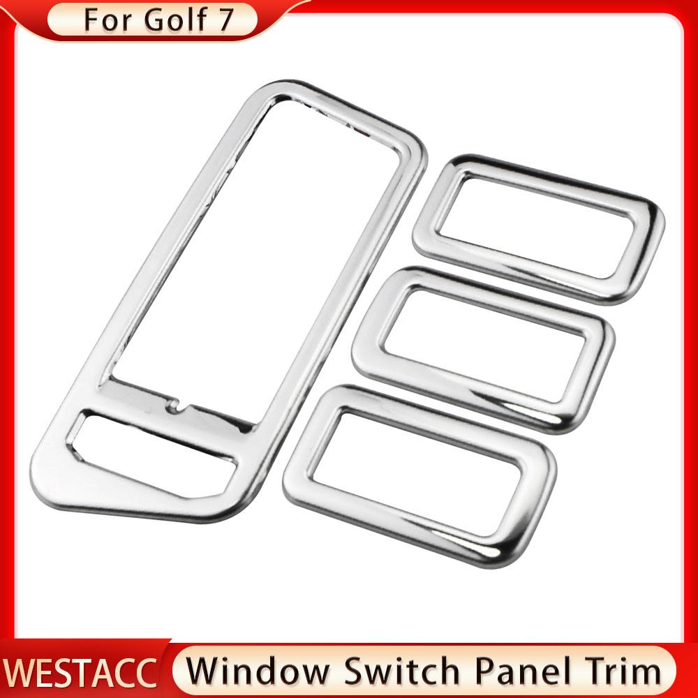 4Pcs Car Door Armrest Windows Lift Panel Cover Trim Stickers for Volkswagen VW Golf 7 MK7 7.5 MK7.5 2013 -  LHD