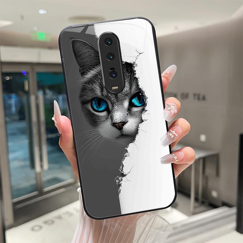 Милый мультяшный кот с цветами Чехол Для Xiaomi Mi 9T Redmi K20 Pro Poco F2 Закаленное Стекло Чехол для Телефона Защитная Задняя Крышка Жесткий Корпус