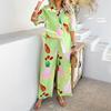 Spring and Summer Women's Casual Holiday Style Colour-Collision Printed Wide Leg Long Pants Suit