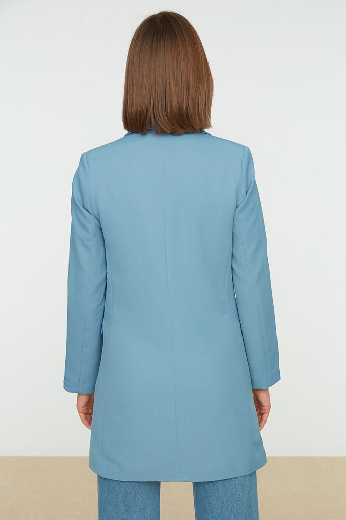 Women's Fashion New Hijab Jacket Black Double Button Pocket Detailed Lined Blazer Woven Jacket