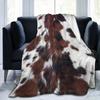 Cow Print Cowhide Throw Blanket All Season Brown Warm Lightweight Soft Fuzzy Flannel Blanket for Bed Sofa Couch,gifts for Friend
