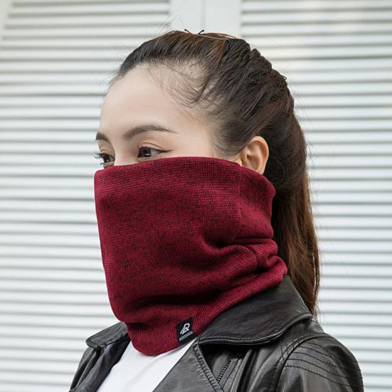 Men Scarf Winter Plush Lining Solid Color Scarf Solid Color Letter Logo Thickened Velvet Warm Knitting Neck Gaiter