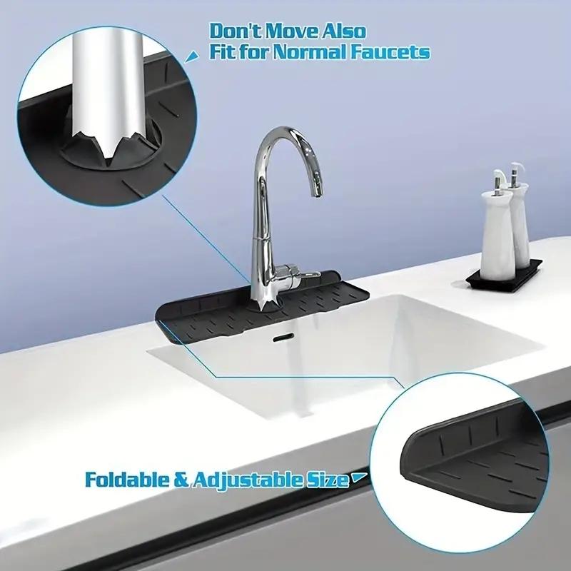 1pc Silicone Waterproof Mat Is Suitable For Faucet Countertops Faucet Anti-splash Mats Wash Basins Anti-logging Water Mats