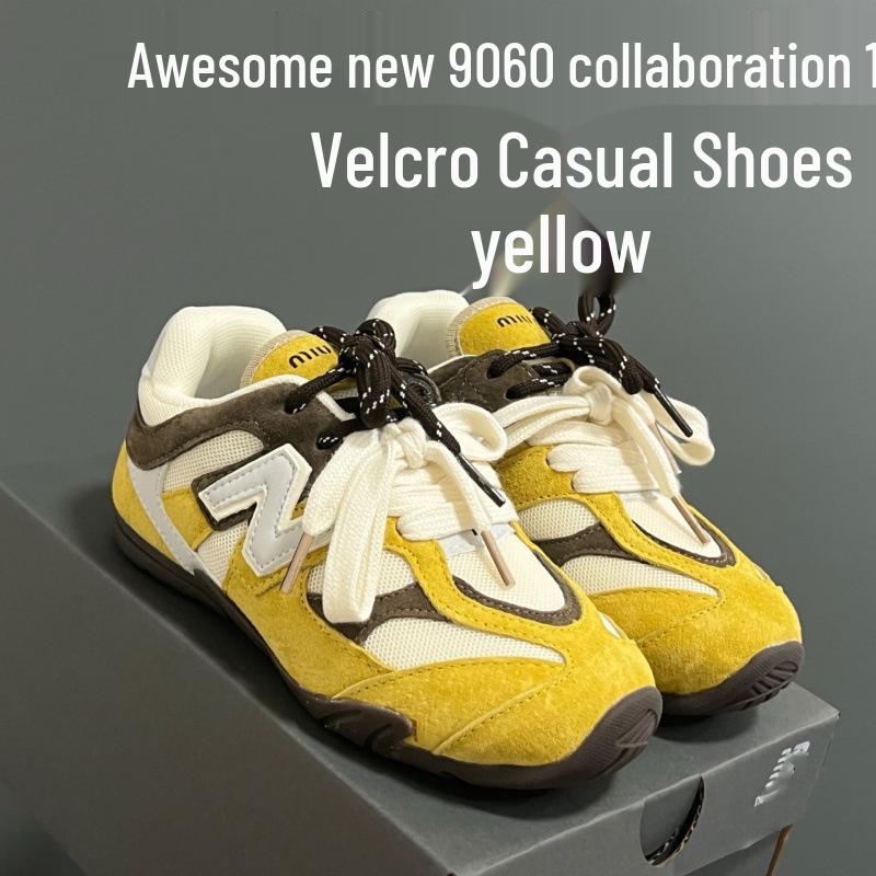 NB Оригинальная Коллаборация Липучка Легкие Дышащие Детские Miu Стиль Немецкие Тренировочные Кроссовки - Издание Forrest Gump для Всех Возрастов.