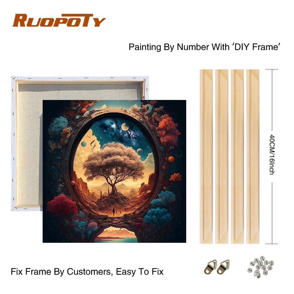 Рамка акриловая картина по номерам для взрослых наборы дерево ручная роспись современная картина для домашнего декора 40x40