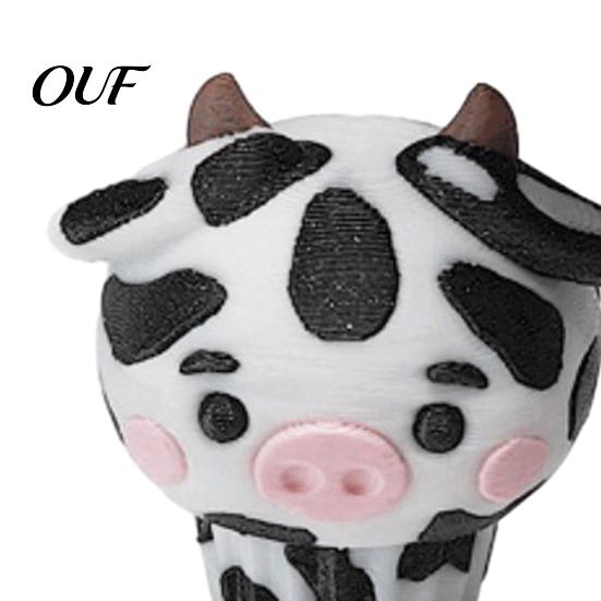 PLA Finger Clicker Cow Cupcake Fidget Toy, 3D Printed Key Hanging Decoration Clicky Button Sensory Toy for Anxiety Reduction & Focus Aid Tactile