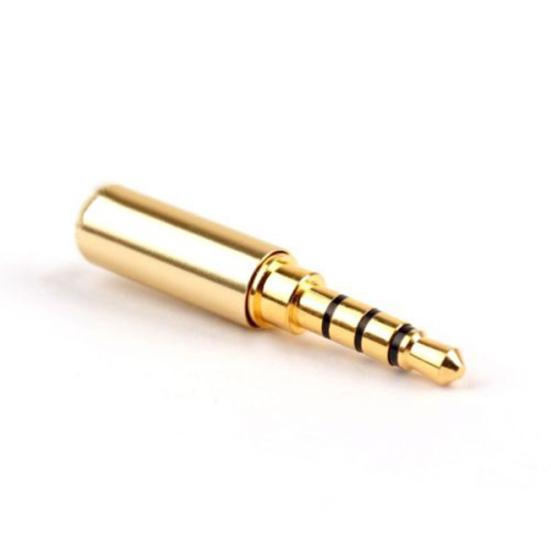 1Pc 3.5mm 4 Pole Gold Plated Solder Audio Jack Plug Connector for Headphone