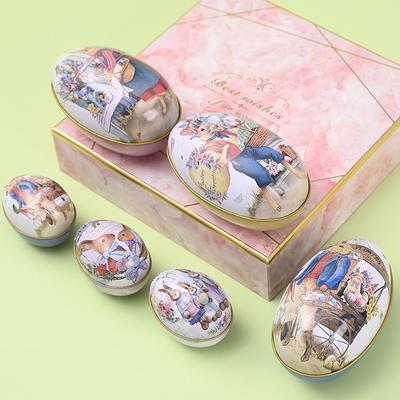 1 шт., коробка для хранения конфет, металлический пасхальный кролик, печать в форме яйца, жесть, подарочная коробка, товары для вечеринок