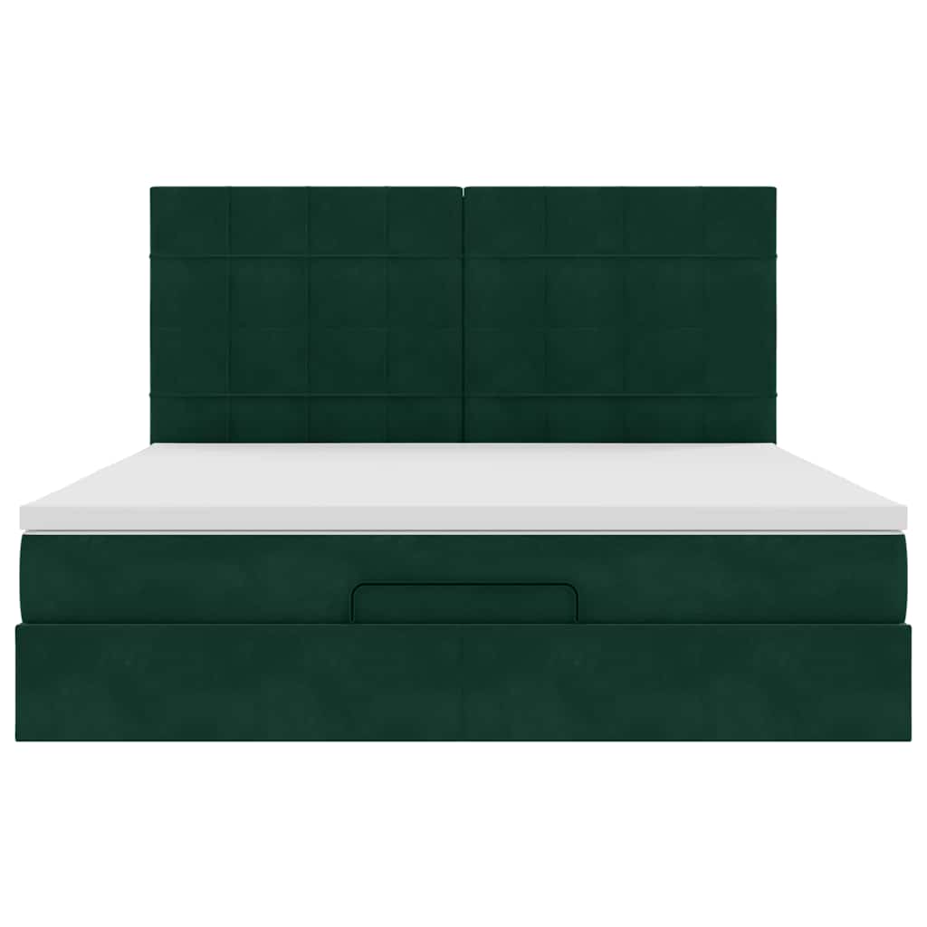 Ottoman Bed with Mattress Dark Green 180x200 cm Velvet