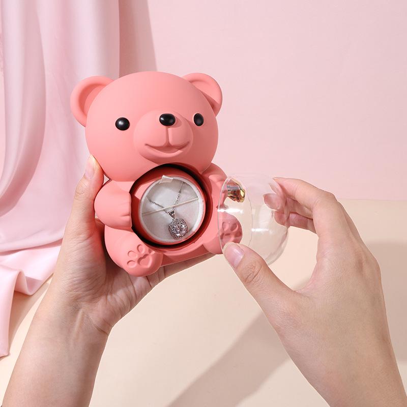 Трансграничная Шкатулка для украшений 'Обнимающийся медведь и вечная роза'