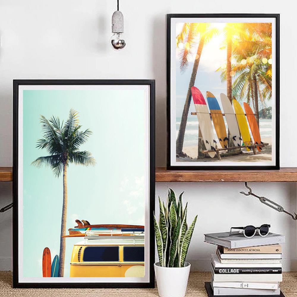 California Print Set Surf Wall Art Canvas Painting Beach Posters Surfboard Prints Coastal Decor Paintings for Living Room Wall