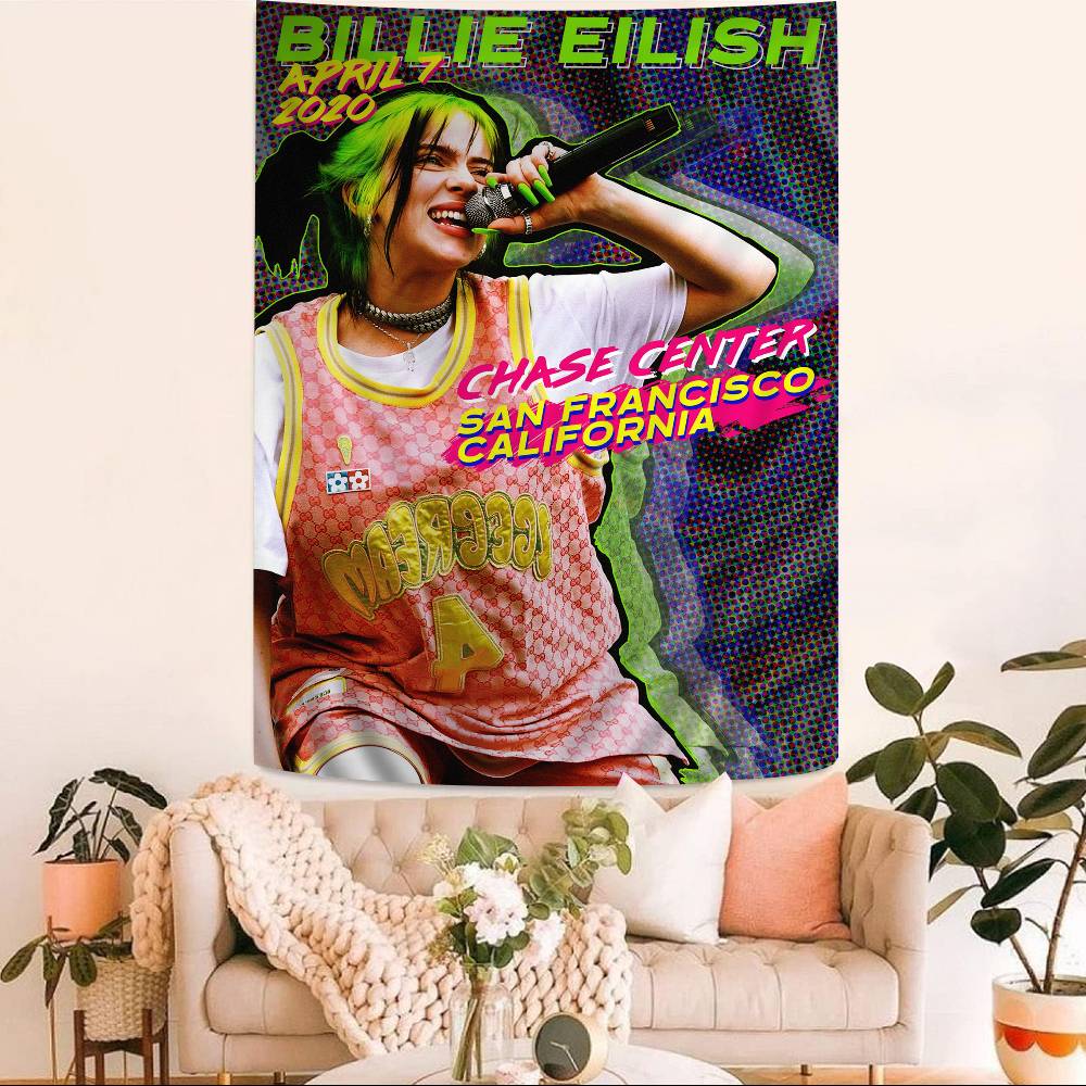 Hot Singer BBillie EEilish Printed Large Wall Tapestry Hanging Tarot Hippie Wall Rugs Dorm Art Home Decor