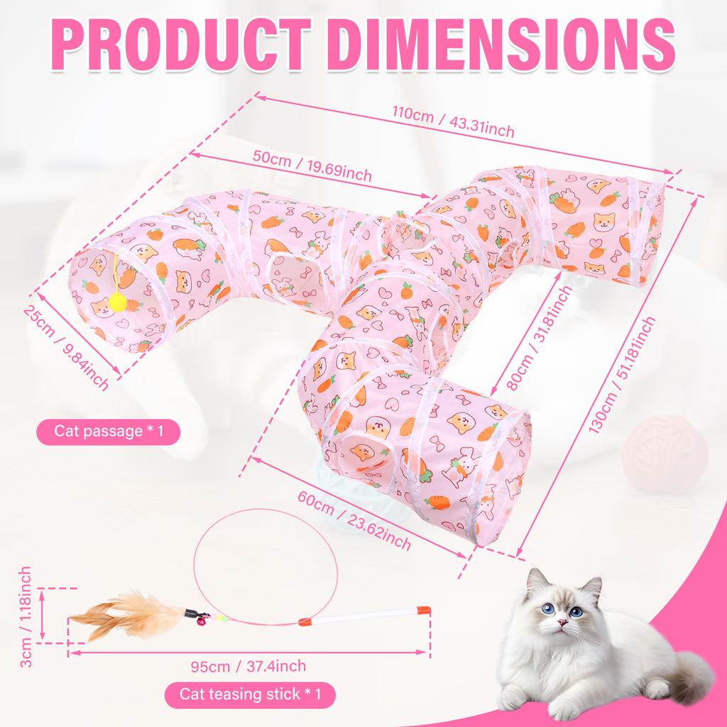 Трехходовой складной туннель для кошек, всплывающий туннель для мелких животных, игрушка с дразнилкой для кошек, интерактивная забавная игрушка для тренировки котенка в помещении, товары для питомцев
