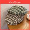Retro Grid Trendy Print Newsboy Cap Windproof Warm Features Casual Streetwear