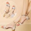 2004 Ladies Sandals Shoes Women Luxury High Quality Sandal Ankle Mid Heel Block Party Open Toe Square Shoes