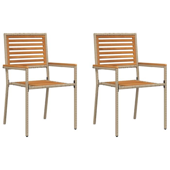 vidaXL Stackable Garden Chairs with Cushions (2 Pcs) - Beige In Poly Rattan 42006824