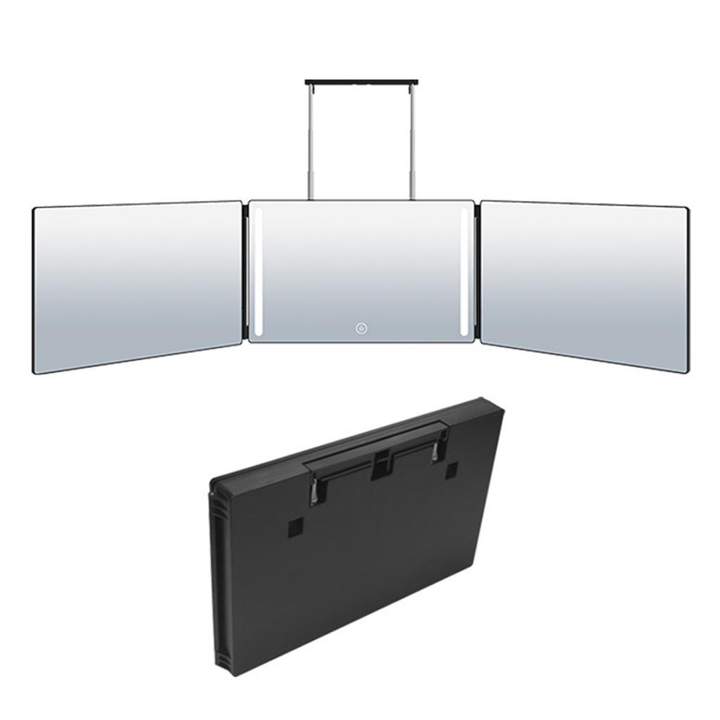 Трехстороннее зеркало для макияжа Зеркало для косметики с поворотом на 360 градусов со светодиодной подсветкой Зеркала для причесок Трехстворчатое зеркало для инструментов для стрижки волос