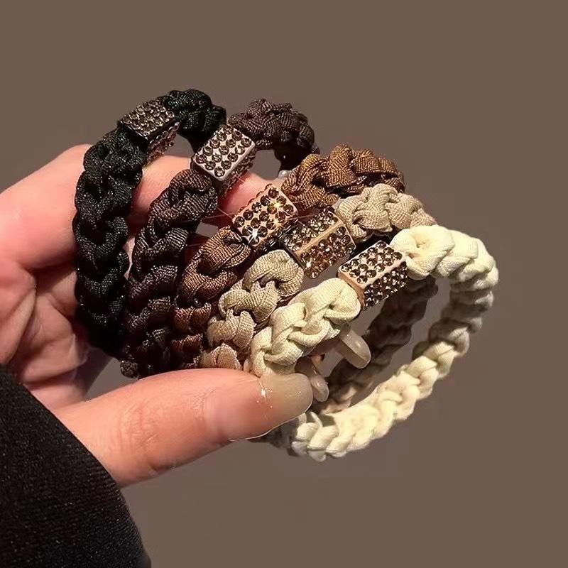 4pcs/Bag Girls Elastic Hair Band Accessories Fashion Hair Ties Leopard Ponytail Rhinestone Scrunchies for Women Hair Tie