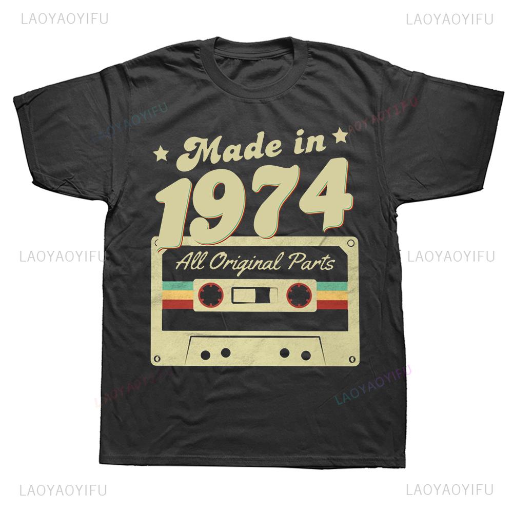 Vintage 1974 Made In 1974 50th Birthday Gift 50 Years Old Aesthetic T Shirts Summer Style Graphic Streetwear Short Sleeve Camise