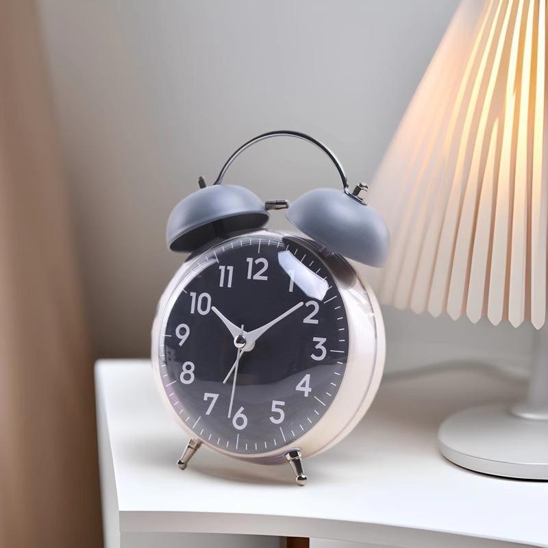 Creative drum-shaped super loud bell alarm clock, special machinery for primary school students, when the bell rings, the clock night light