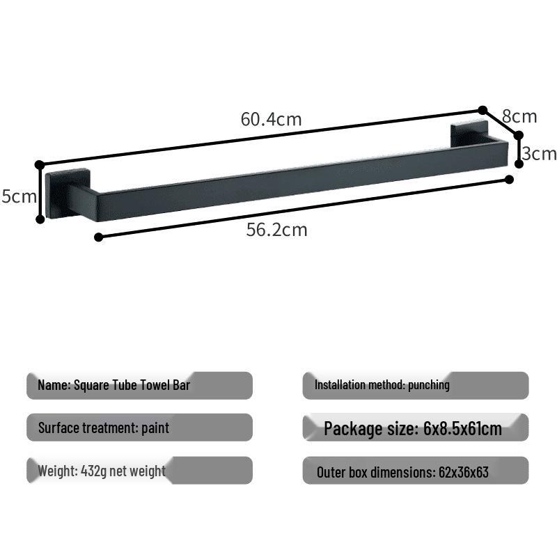 Black Bathroom Hardware Set: Towel Bar, Toilet Paper Holder, Towel Ring, Coat Hook, Storage Rack