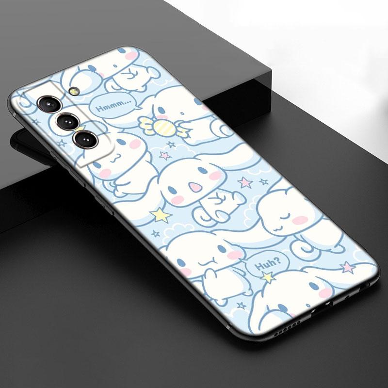 Kawaii Cinnamoroll черный силиконовый чехол для телефона Samsung Galaxy S23 S21 S20 FE S24 S22 Ultra S10E S10 S9 S8 Plus